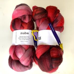 Lot of 2 Malabrigo Nube Roving Cereza Pure Merino